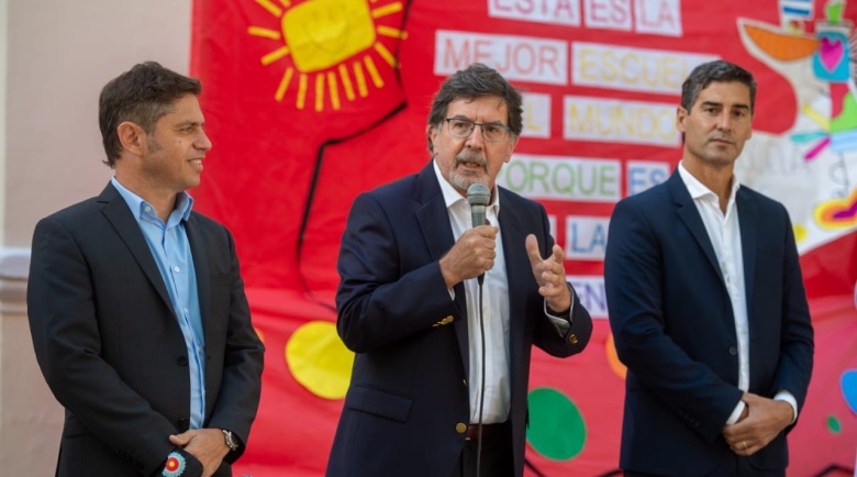 El gobernador bonaerense Axel Kicillof y su ministro de Educación, Alberto Sileoni (Presidencia)