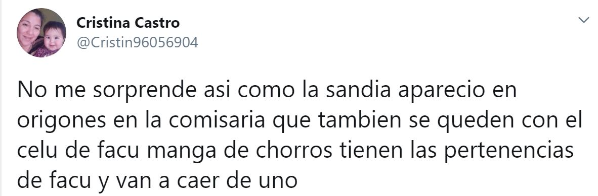 El último mensaje que publicó la madre de Astudillo Castro en Twitter.