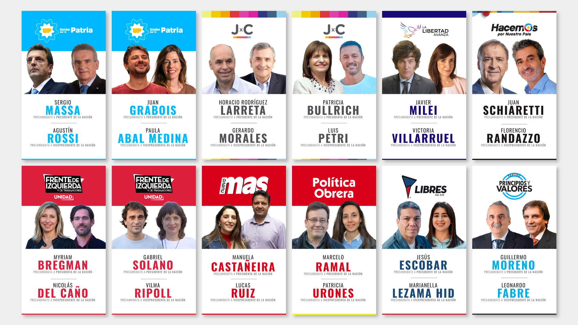 Las 12 fórmulas presidenciales que competirán en las PASO 