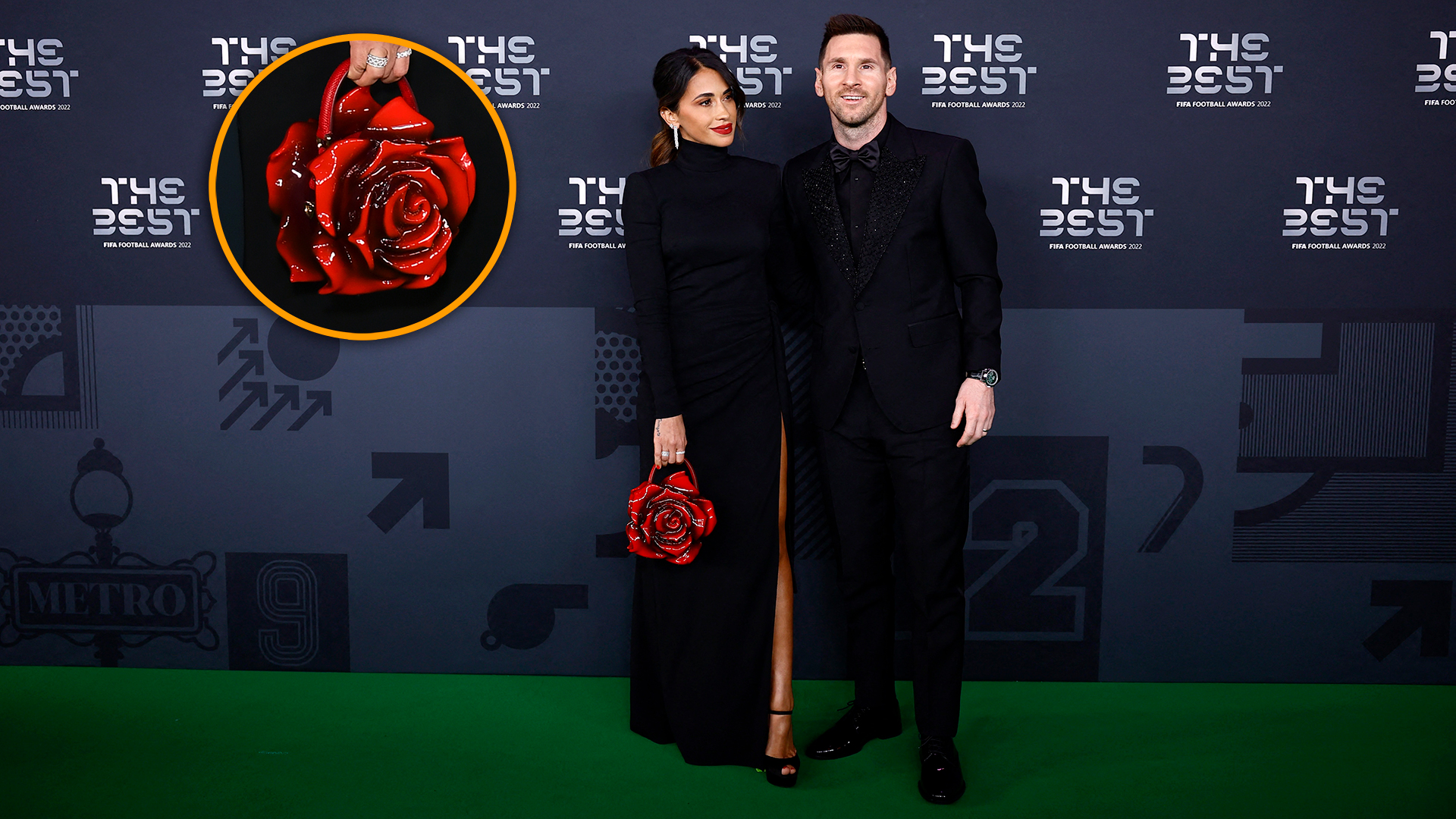 Lionel Messi y Antonela Roccuzzo pasaron por la alfombra verde de los premios The Best 2023 combinados con looks total black