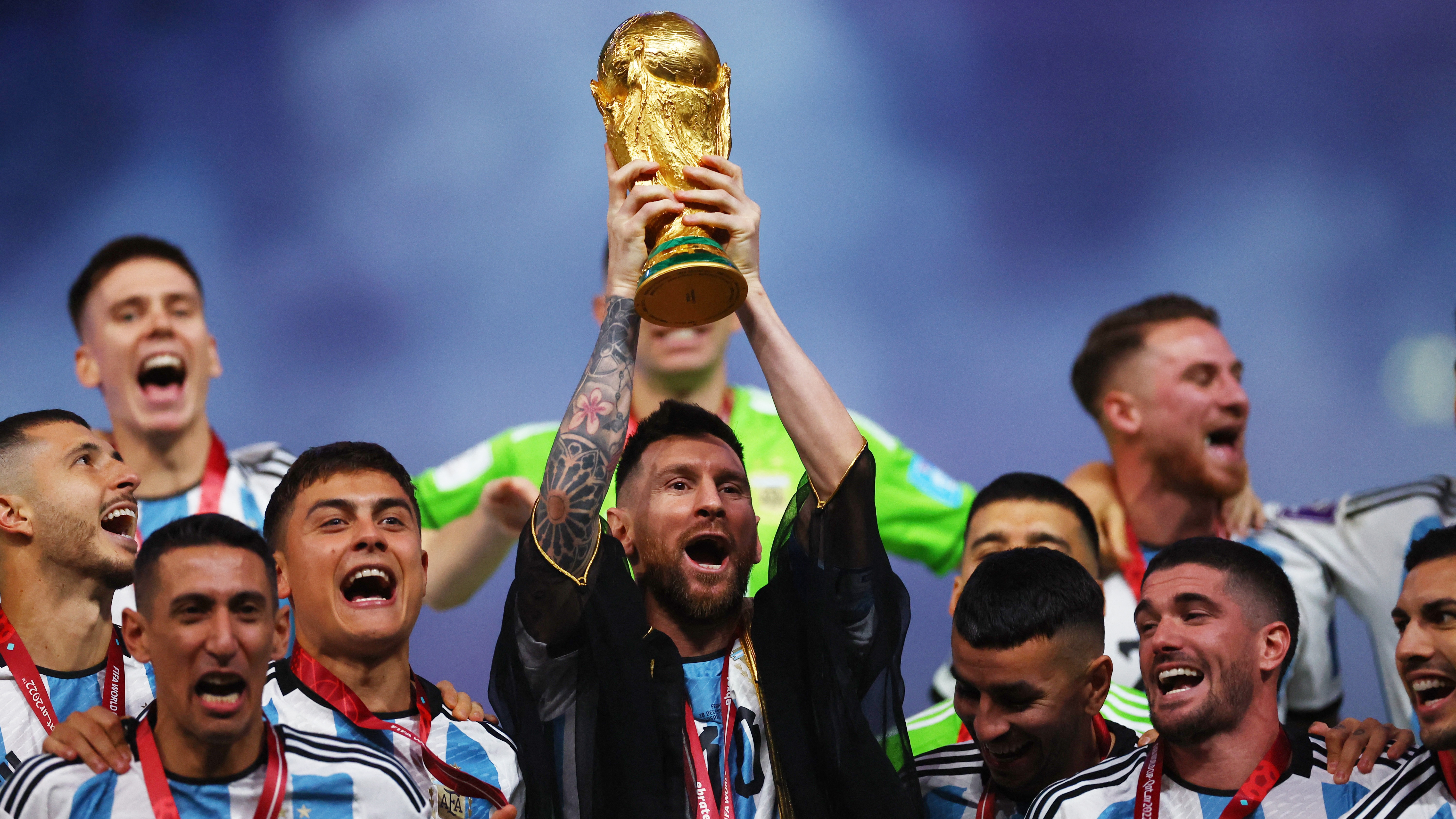La joie de Lionel Messi et de toute l'équipe d'Argentine après avoir remporté le titre au Qatar