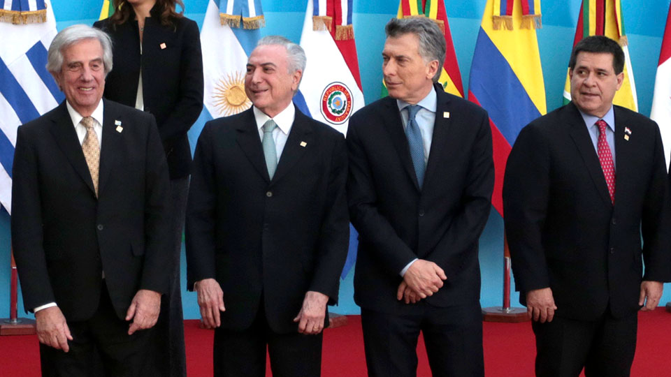 Cumbre del Mercosur: Tabaré Vázquez, Michel Temer, Mauricio Macri y Horacio Cartes