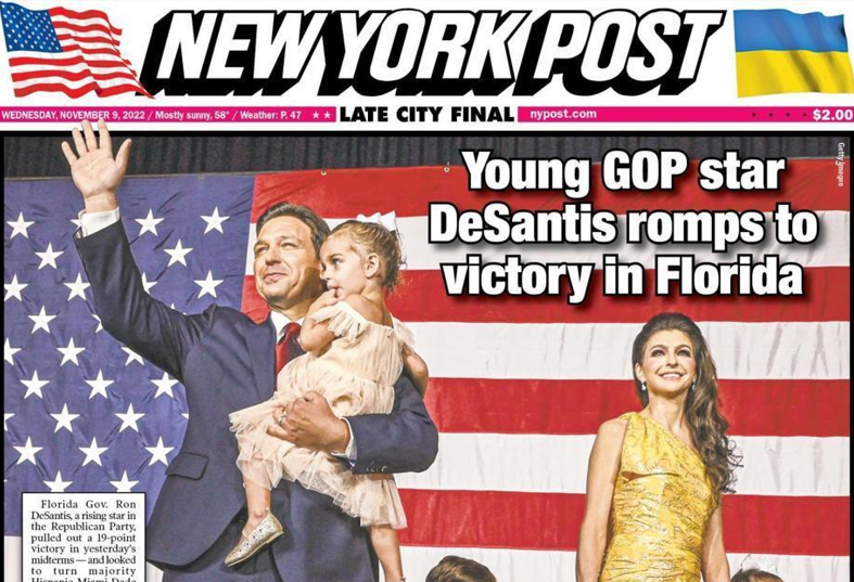 Tras su victoria en Florida, Ron DeSantis llegó a la tapa del New York Post: “El futuro del Partido Republicano”