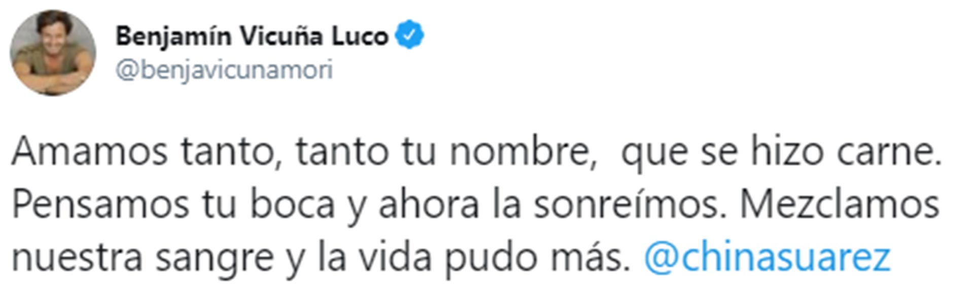 El mensaje de Vicuña por el nacimiento de su hijo