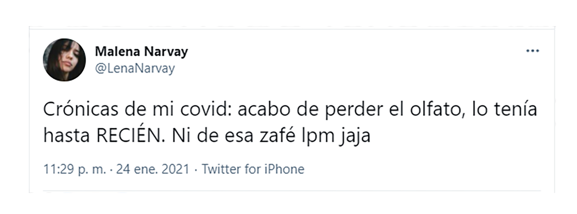 Malena escribió un mensaje irónico sobre la enfermedad