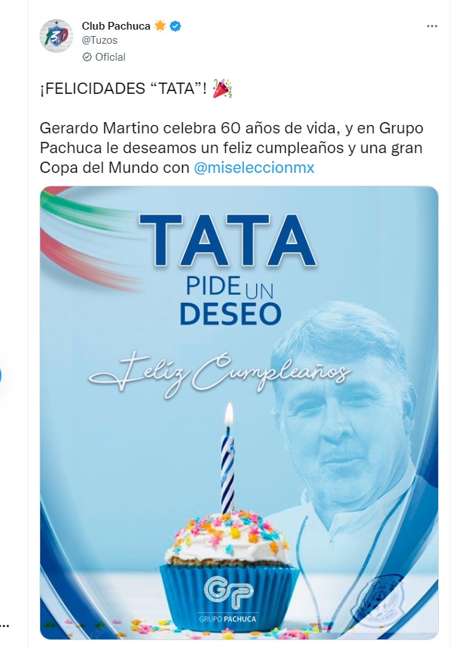 Pachuca pogratulował Tacie Martino w dniu jego urodzin (Foto: Twitter/@Tuzos)