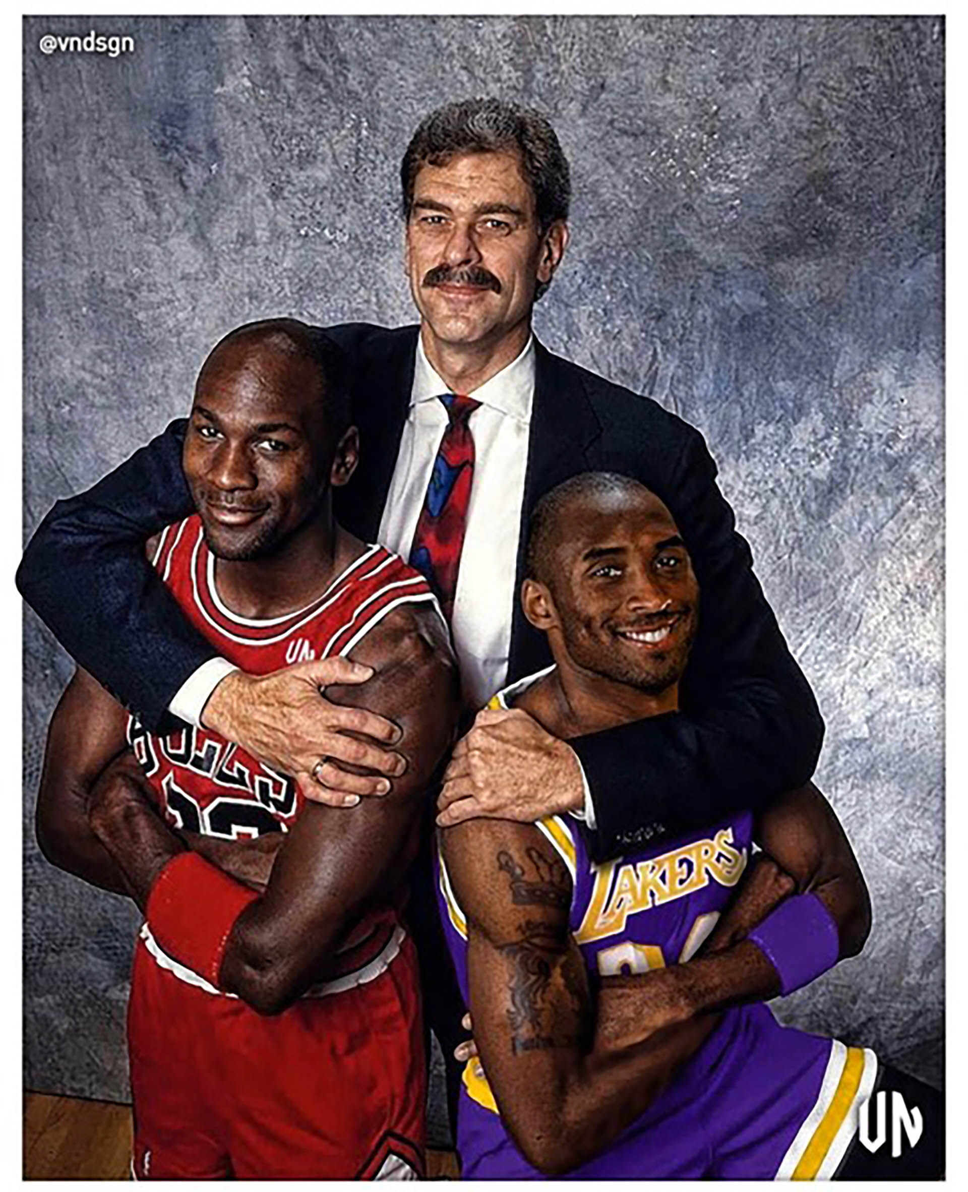 Phil Jackson con Jordan y Kobe