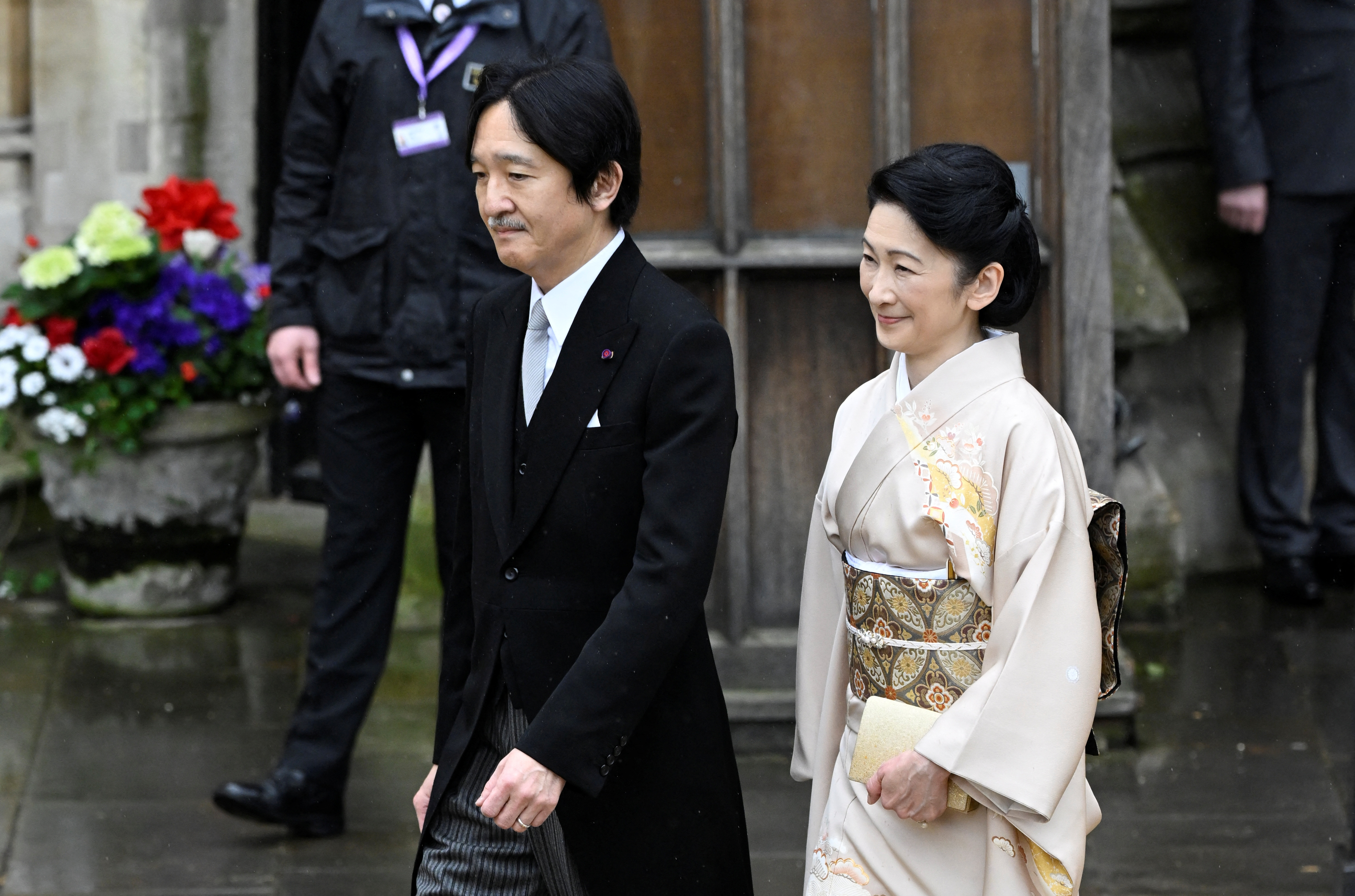 Crown Prince Fumihito of Japan and Crown Princess Kiko arrive to attend Britain's King Charles and Queen Camilla coronation ceremony at Westminster Abbey, in London, Britain May 6, 2023. REUTERS/Toby Melville/Pool