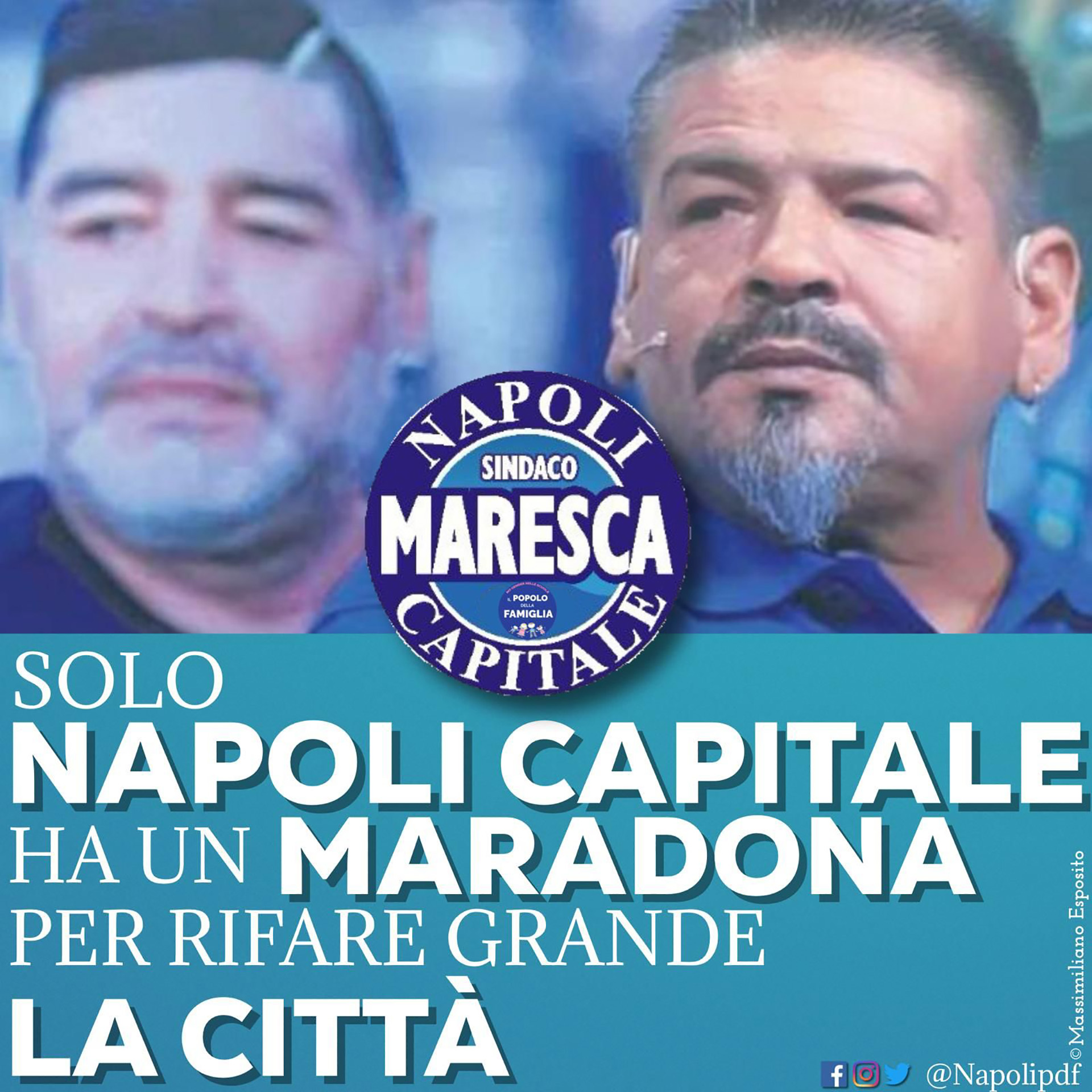El afiche que presentó hoy la coalición que promueve la postulación del Turco Maradona