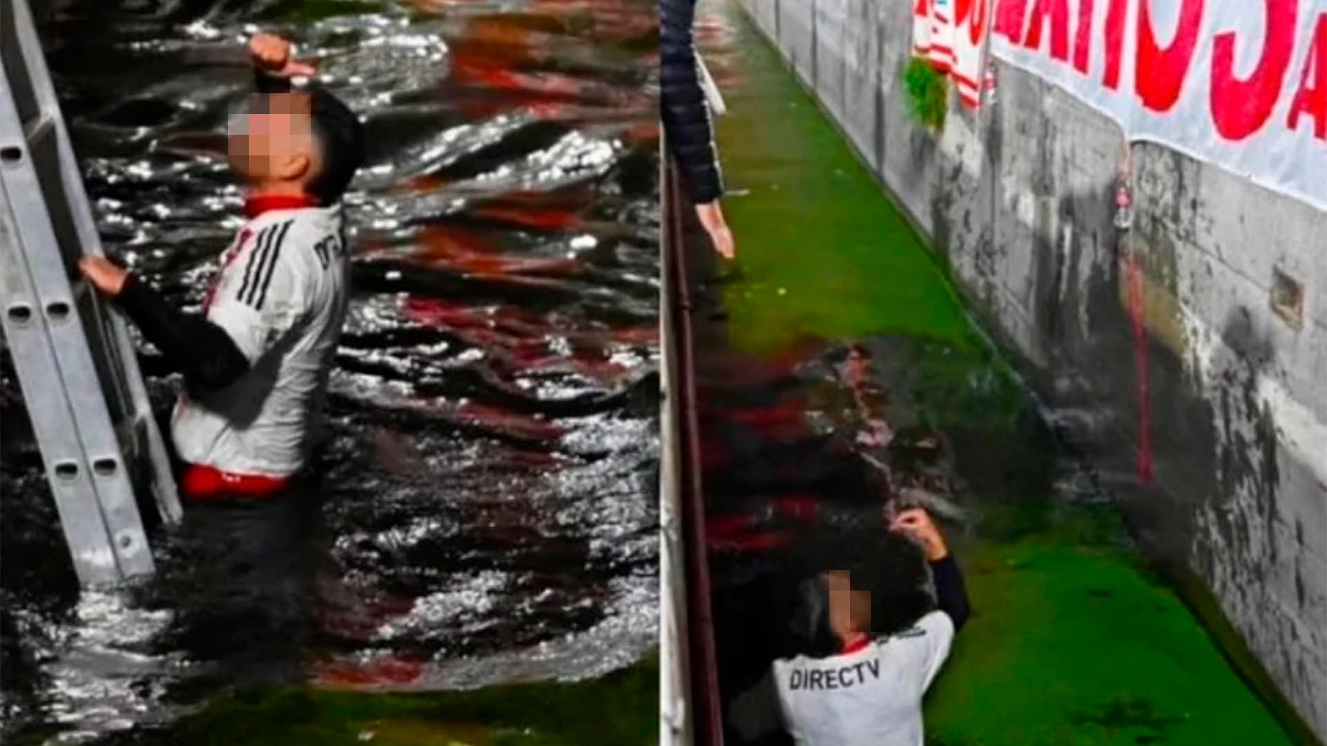Violencia en pleno partido de Estudiantes: un hincha tiró a otro fanático a la fosa de agua del estadio de un golpe