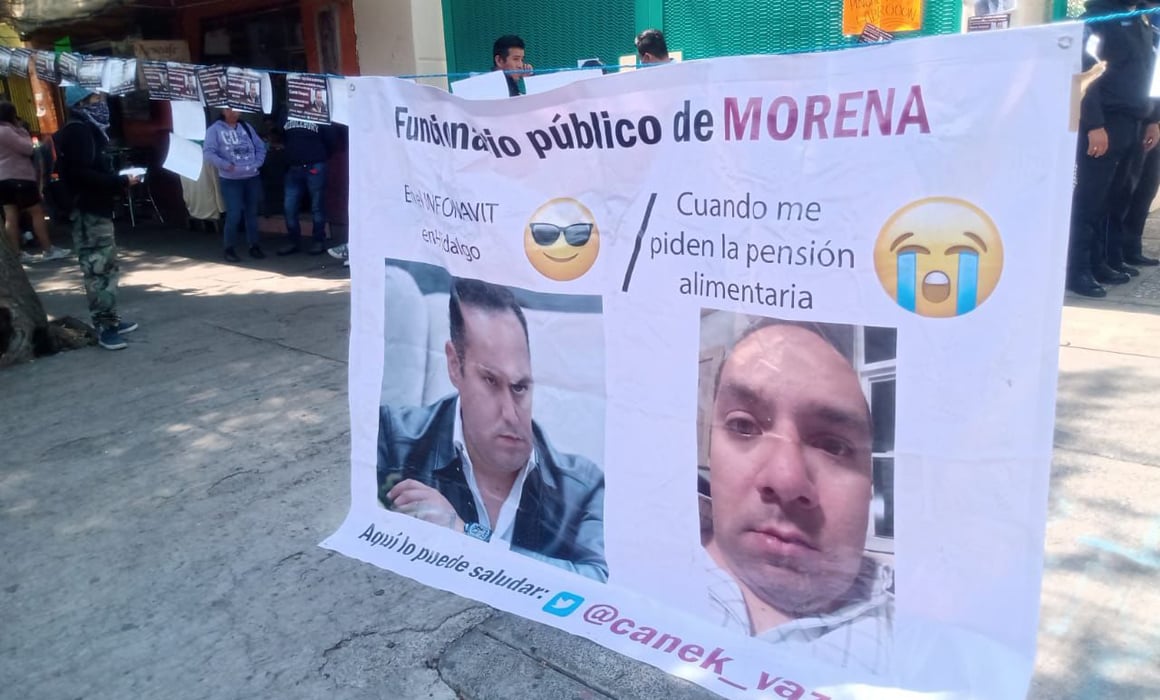 Protesta contra Alejandro Canek, deudor alimentario (Redes sociales)