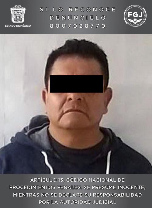 Teniz “N” de 45 años fue detenido en Tlalnepantla de Baz por la Fiscalía estatal Foto: FGJEM
