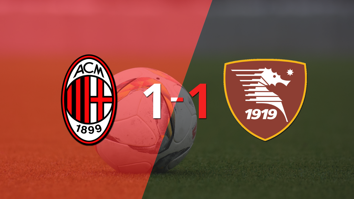 Milan logró sacar el empate de local frente a Salernitana