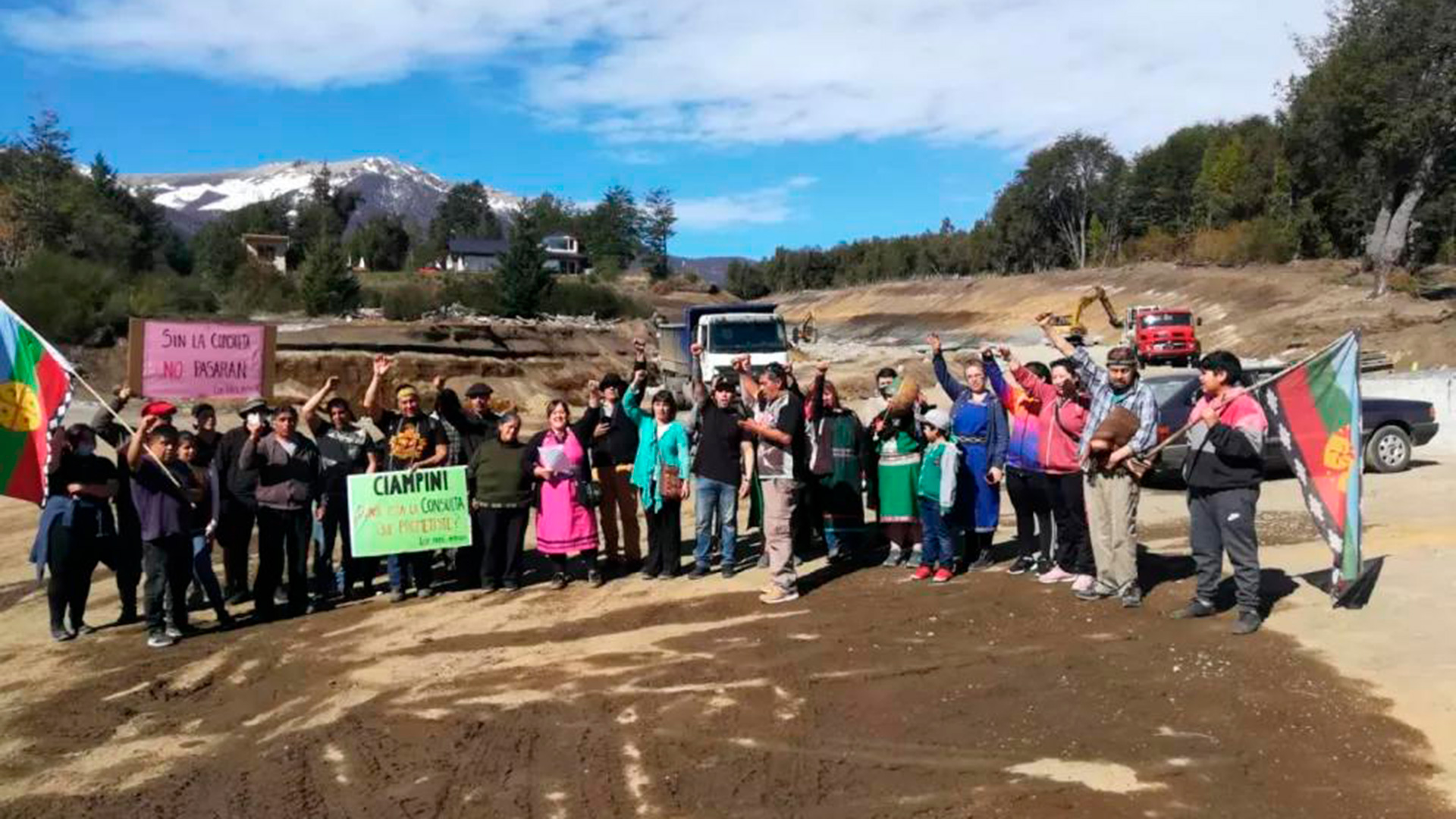 La misma comunidad mapuche mantiene el bloqueo de la construcción de una ruta en la villa turística