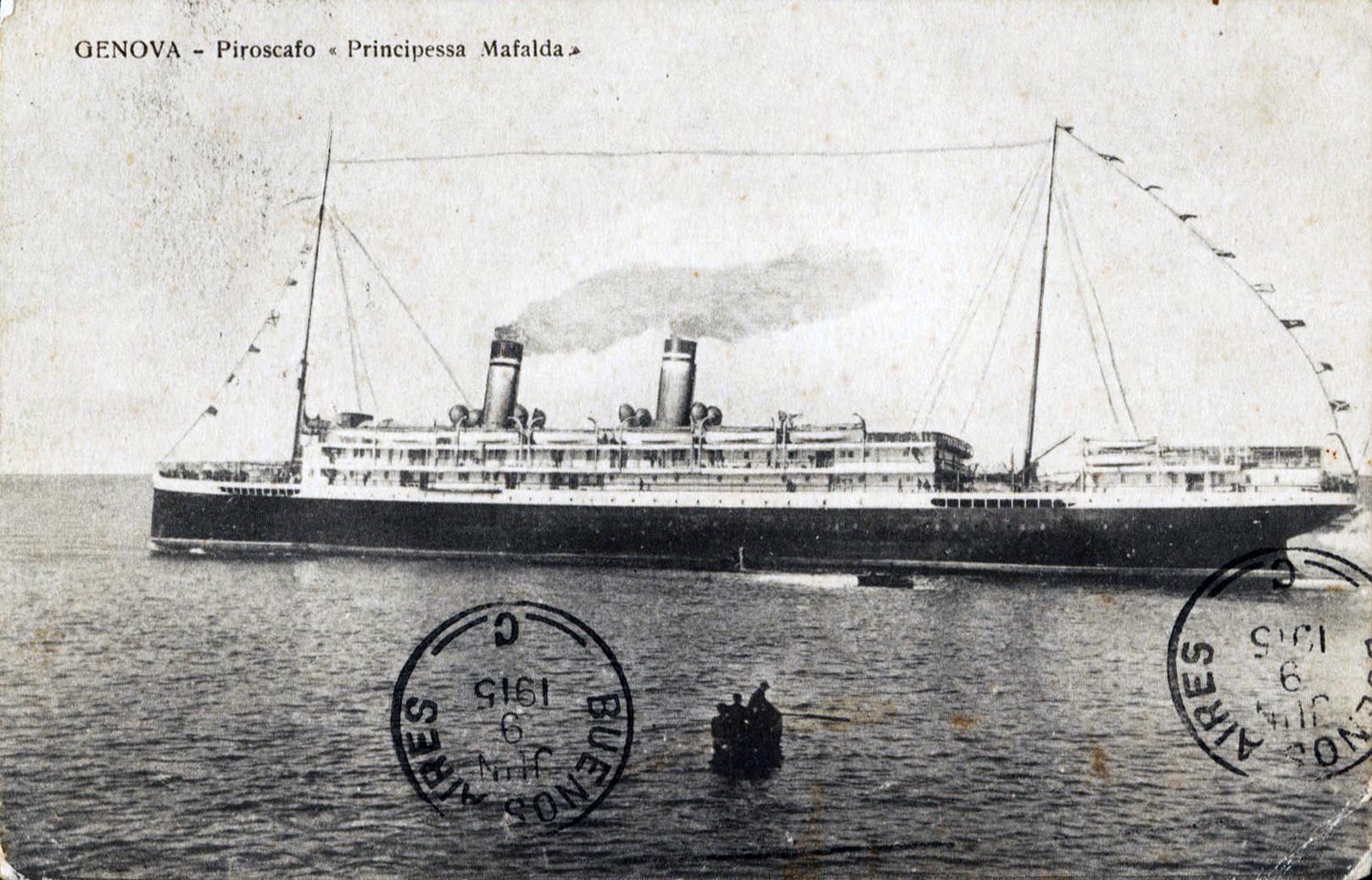 El Principessa Mafalda, orgullo de la industria naval italiana, que se fue a pique el 25 de octubre de 1927 frente a las costas de Brasil (Archivo marina argentina)