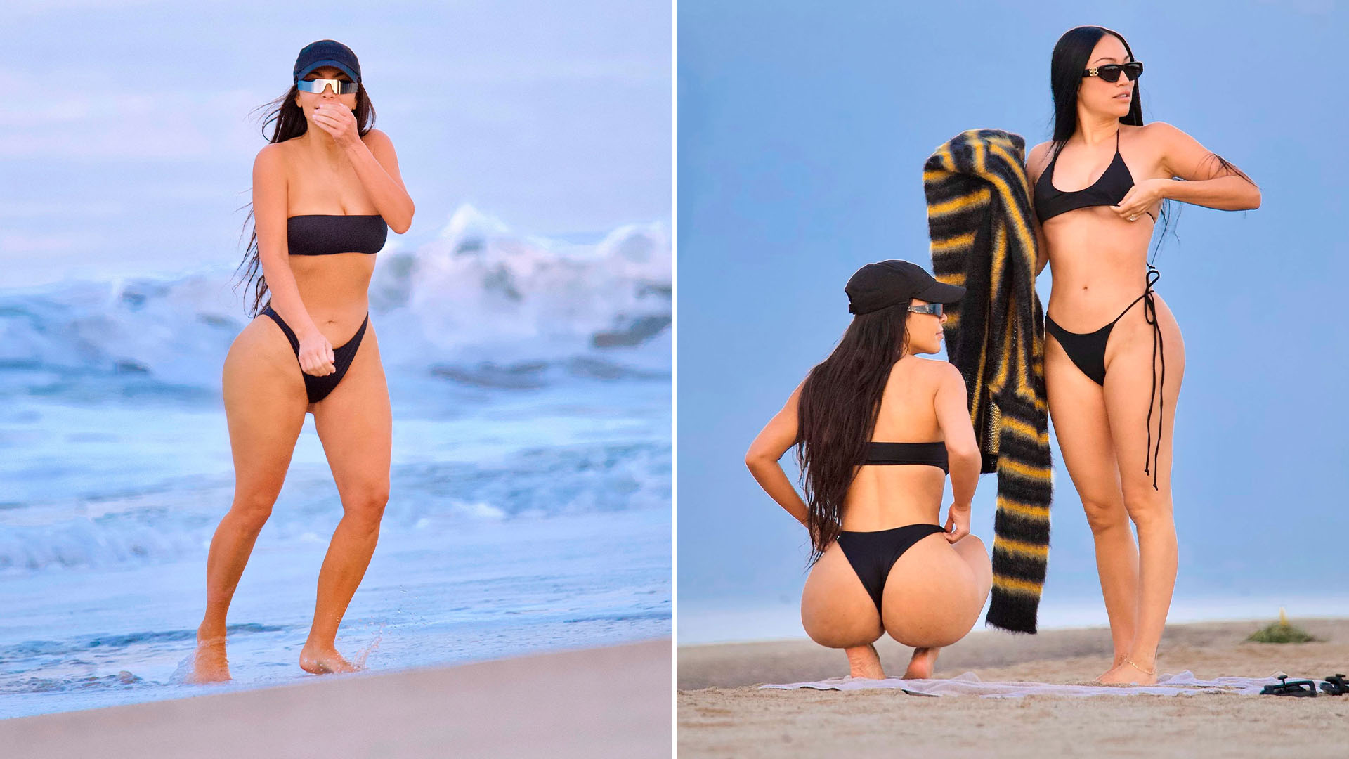Kim Kardashian presumió sus en un bikini durante un paseo por Malibú -