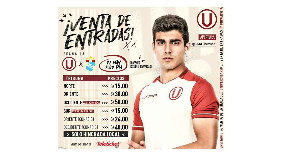 Universitario vs Sporting Cristal: precio de las entradas para el partido por la Liga 1