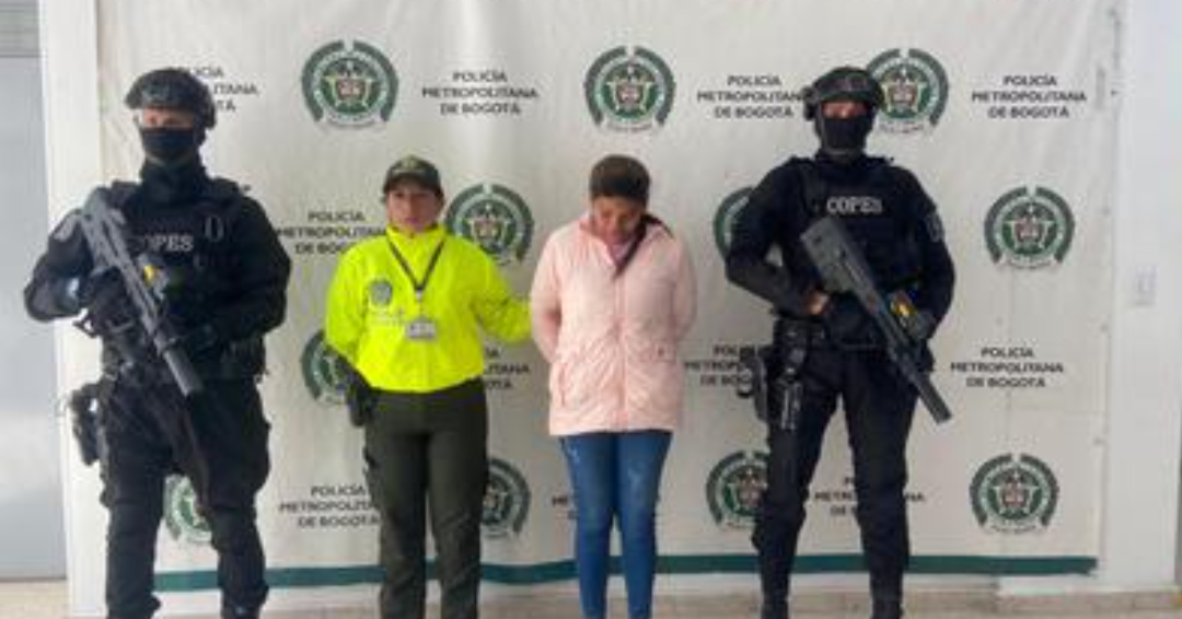La mujer fue capturada el 23 de marzo en Bogotá. Créditos: Policía Metropolitana de Bogotá
