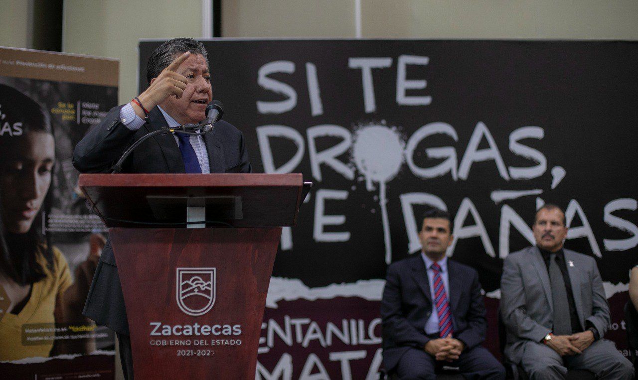 El gobernador David Monreal informó sobre el caso al presentar la campaña "Si te drogas, te dañas" (Gobierno Zacatecas)
