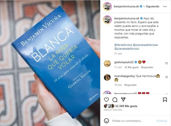 Benjamín Vicuña mostró la tapa de su libro (Instagram)