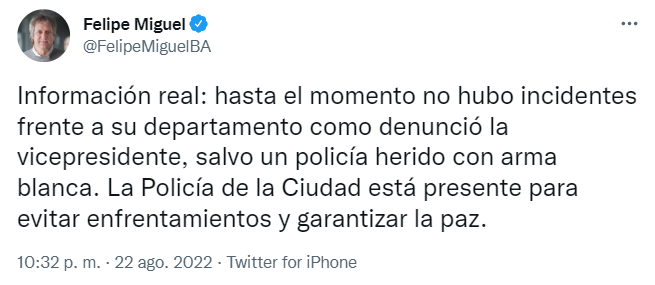 El comentario de Felipe Miguel, jefe de Gabinete de la Ciudad 