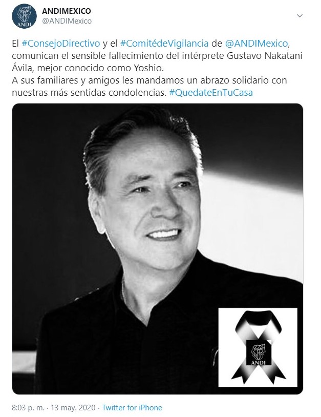 La ANDI lamentó el deceso del intérprete (Foto: Twitter@ANDIMexico)