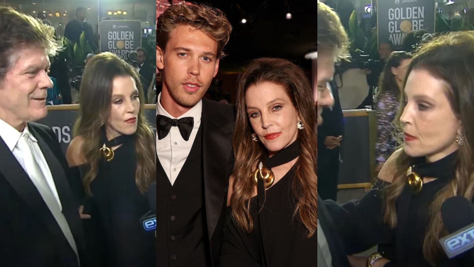 The alarming signs of Lisa Marie Presley during the Golden Globes awards (Photos: YouTube/ Extra TV/ Getty Images)