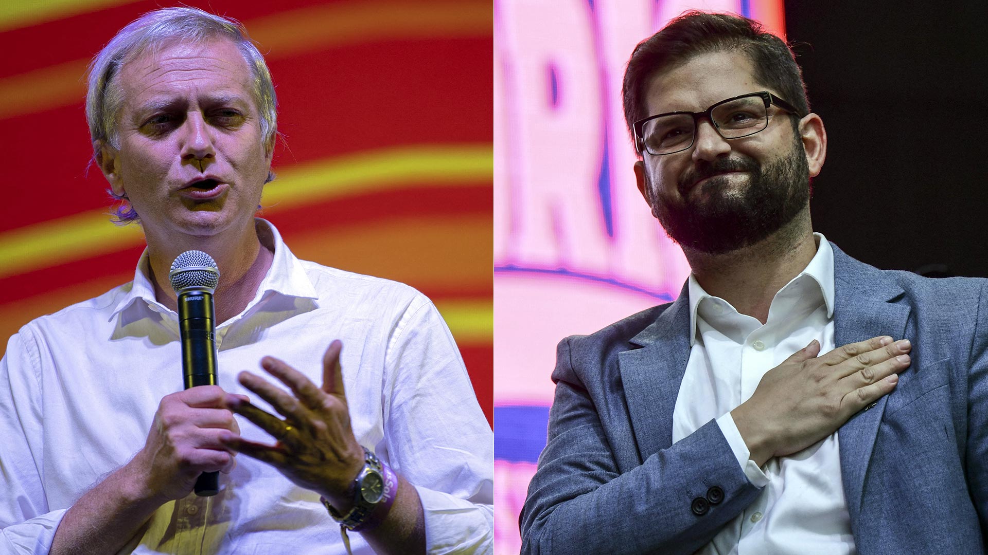José Antonio Kast y Gabriel Boric, los candidatos de la derecha y la izquierda chilena en el ballotage de este domingo (AFP)