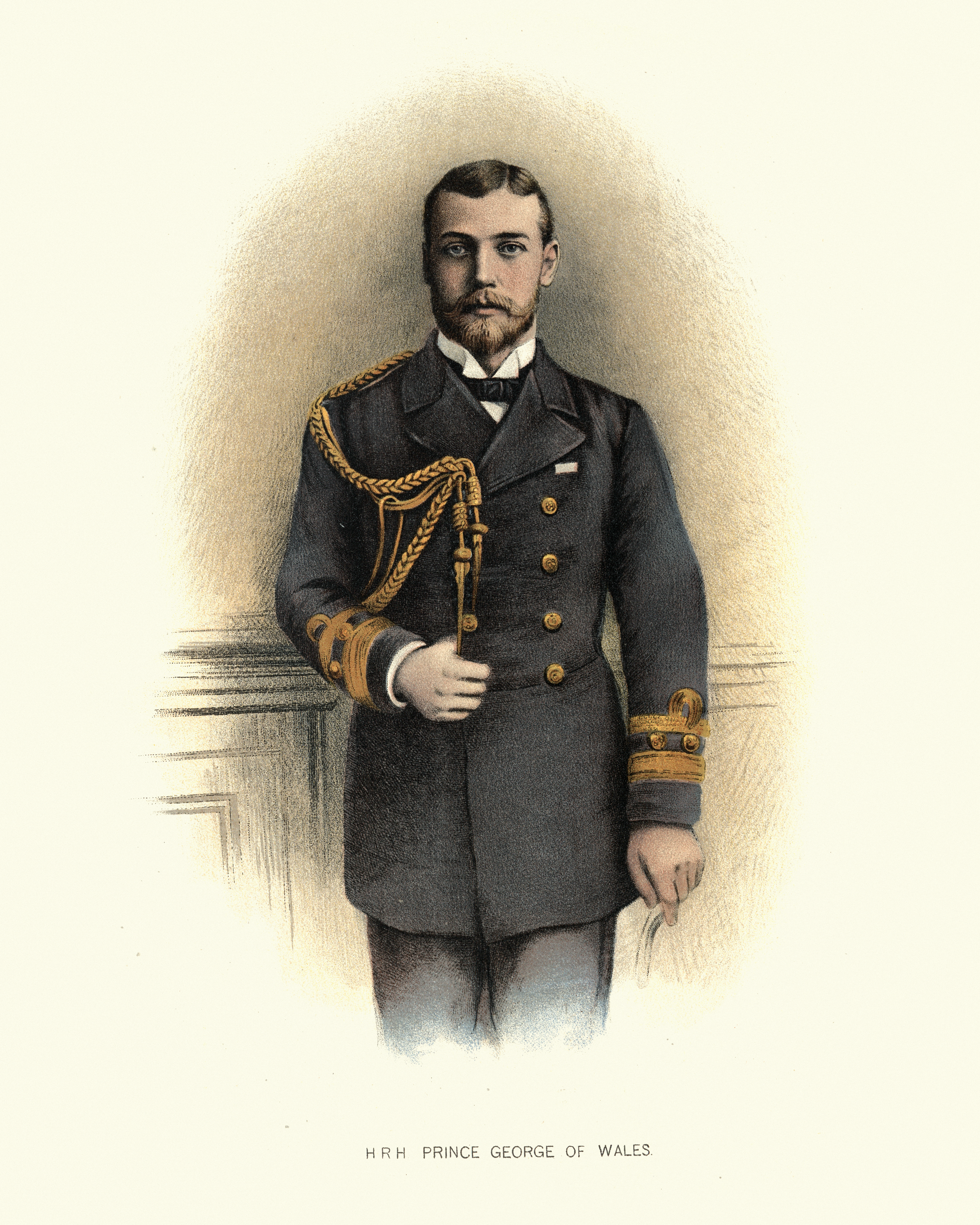 Una ilustración del príncipe George de Gales, con su uniforme de la Royal Navy, antes de convertirse en el rey Jorge V