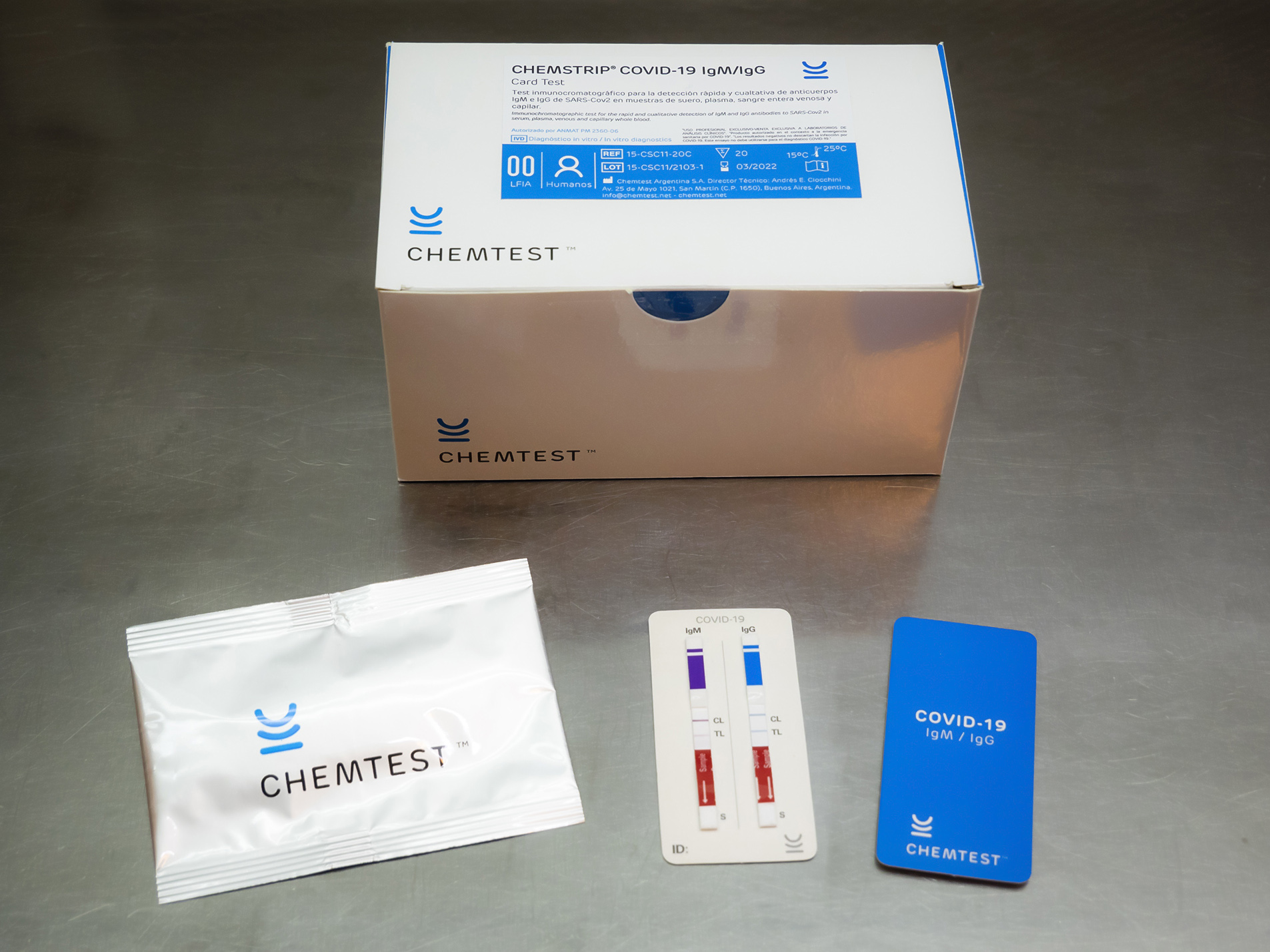 Chemtest es una prueba de anticuerpos de coronavirus contra el virus SARS-CoV-2 de aparición temprana (IgM) y tardía (IgG), de forma cualitativa. Los resultados se obtienen 10 minutos con solo una gota de sangre, suero o plasma. Ayer recibió la aprobación de la ANMAT