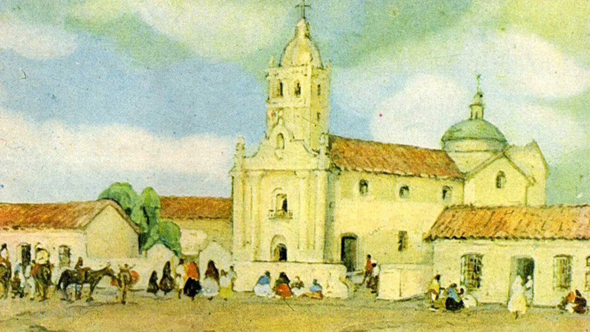 Una pintura del templo que mandó a construir Lezica y Torresi, y que permaneció en pie casi 150 años
