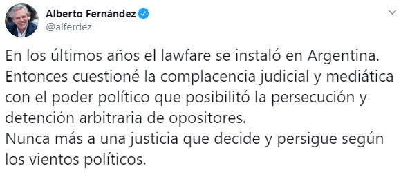El presidente Alberto Fernández viene denunciando al Poder Judicial desde hace 3 años