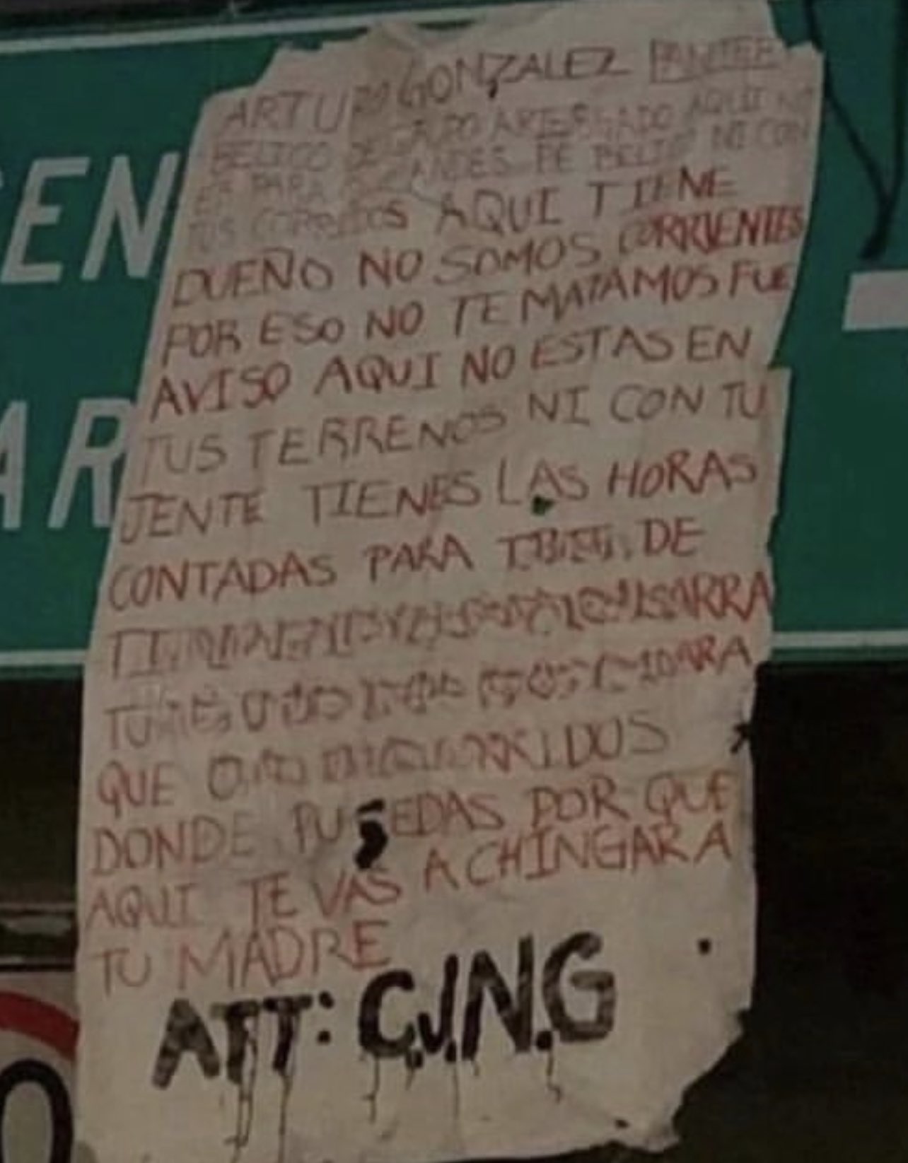 La manta fue puesta en Tijuana y solo se tiene conocimiento de esta (Twitter/@Regi0nalMexican)