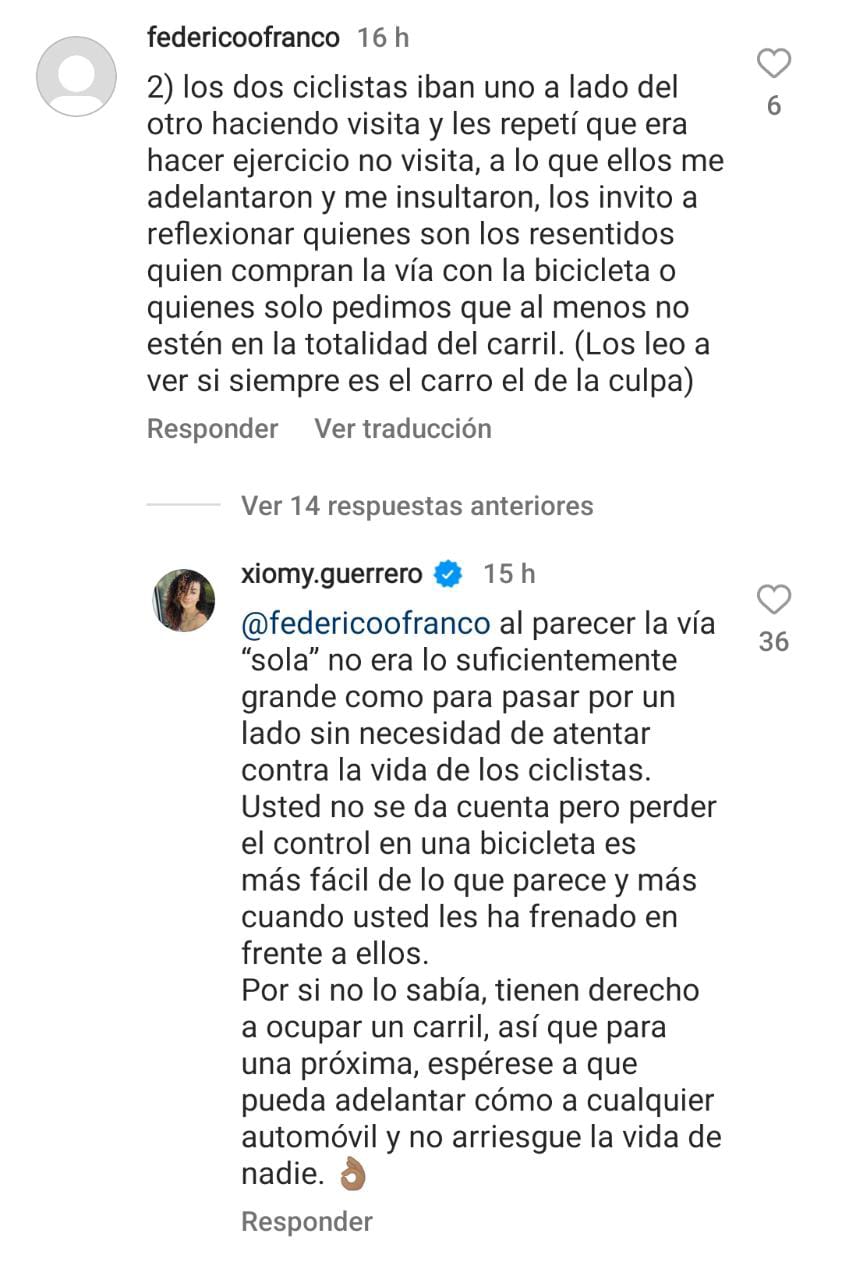 Estas fueron las palabras de Guerrero a la respuesta que dio el intolerante conductor a las críticas en su contra | Captura de pantalla Instagram