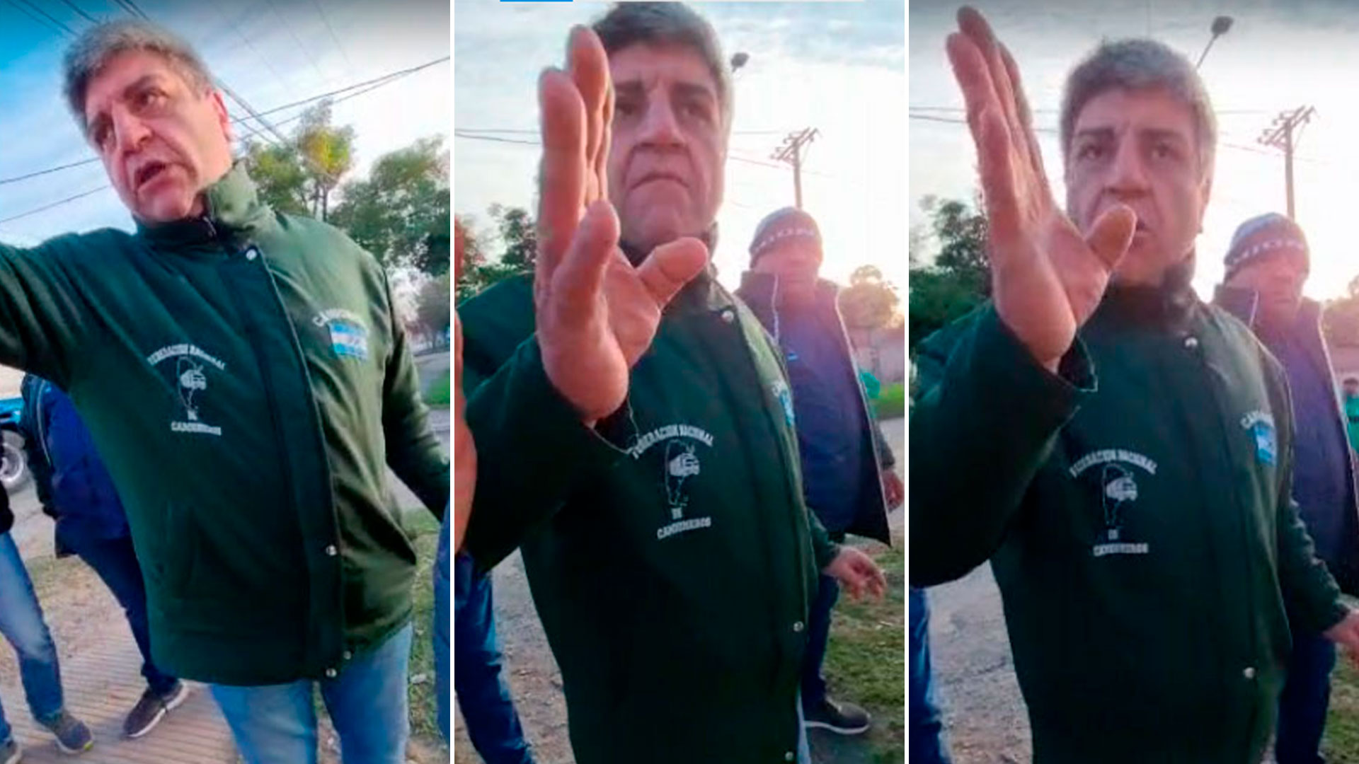 Diego Casella, vocal titular 1° del Sindicato de Camioneros de Tucumán, en el bloqueo a Expreso Lo Bruno