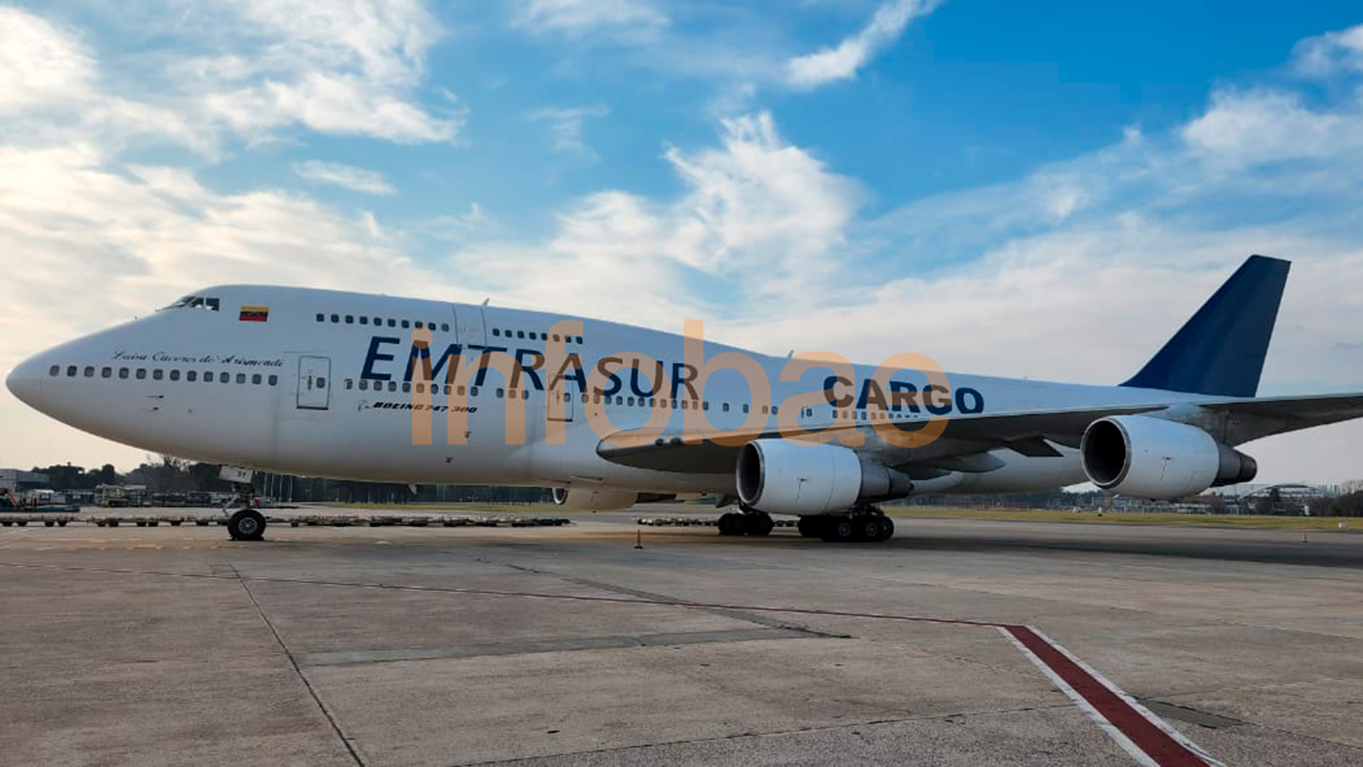 El avión de Emtrasur que se encuentra retenido en Argentina 