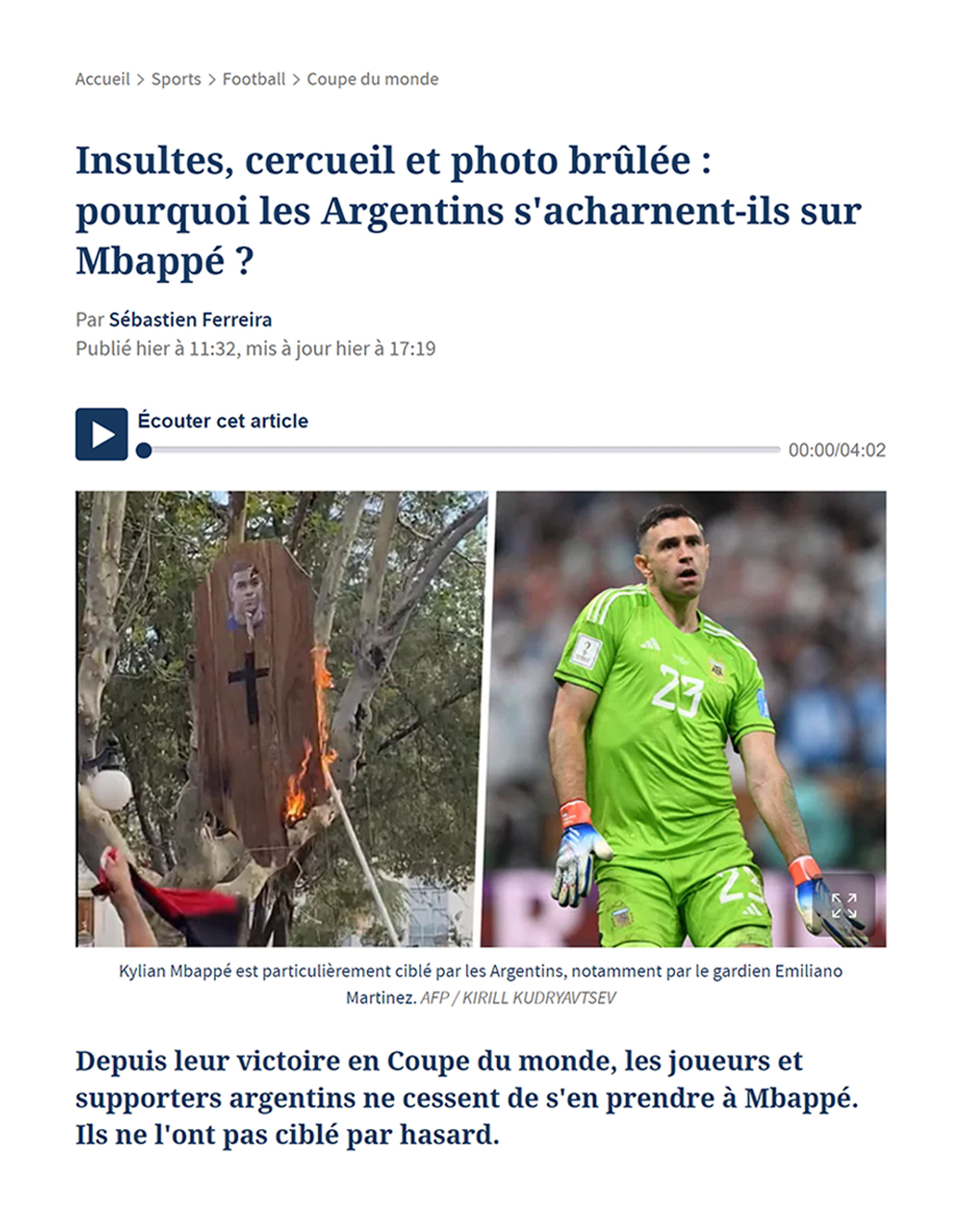 El título del artículo de Le Figaro 