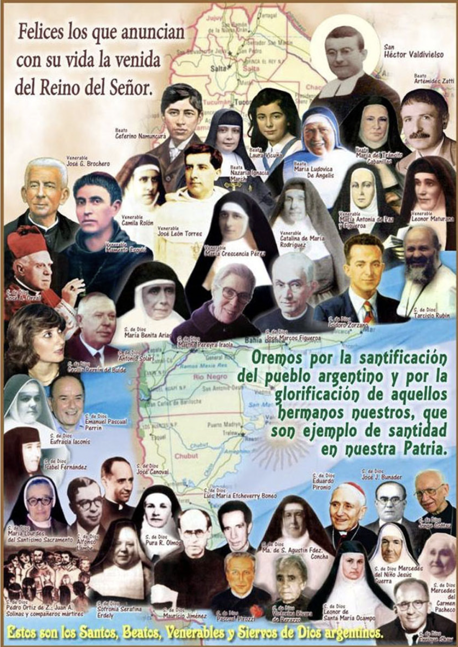 Afiche promovido por la Comisión para la Causa de los Santos de la Conferencia Episcopal Argentina para la celebración del 1º de noviembre