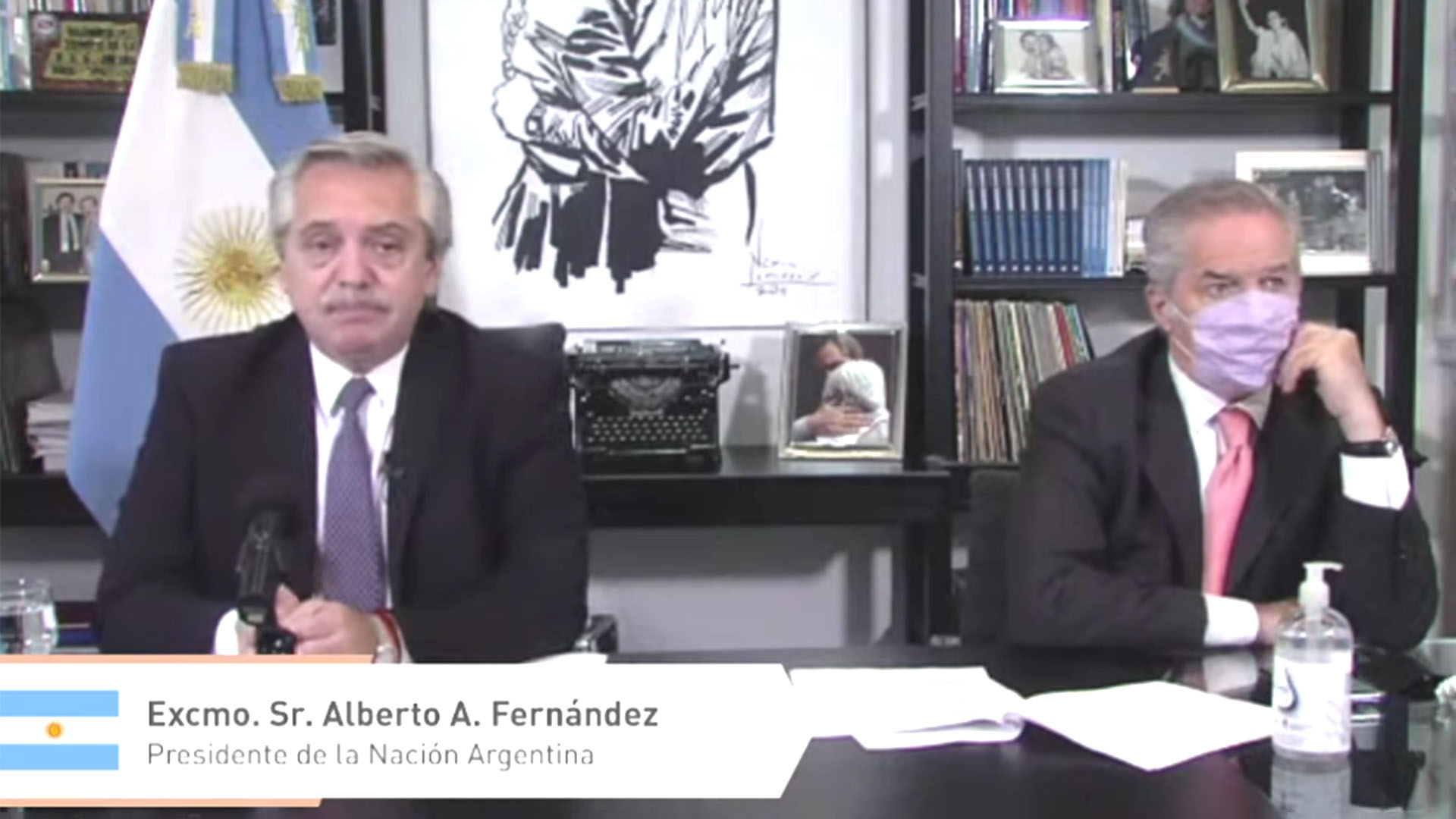Fernández y el canciller Felipe Solá participaron de la Cumbre Iberoamericana de Andorra de manera virtual
