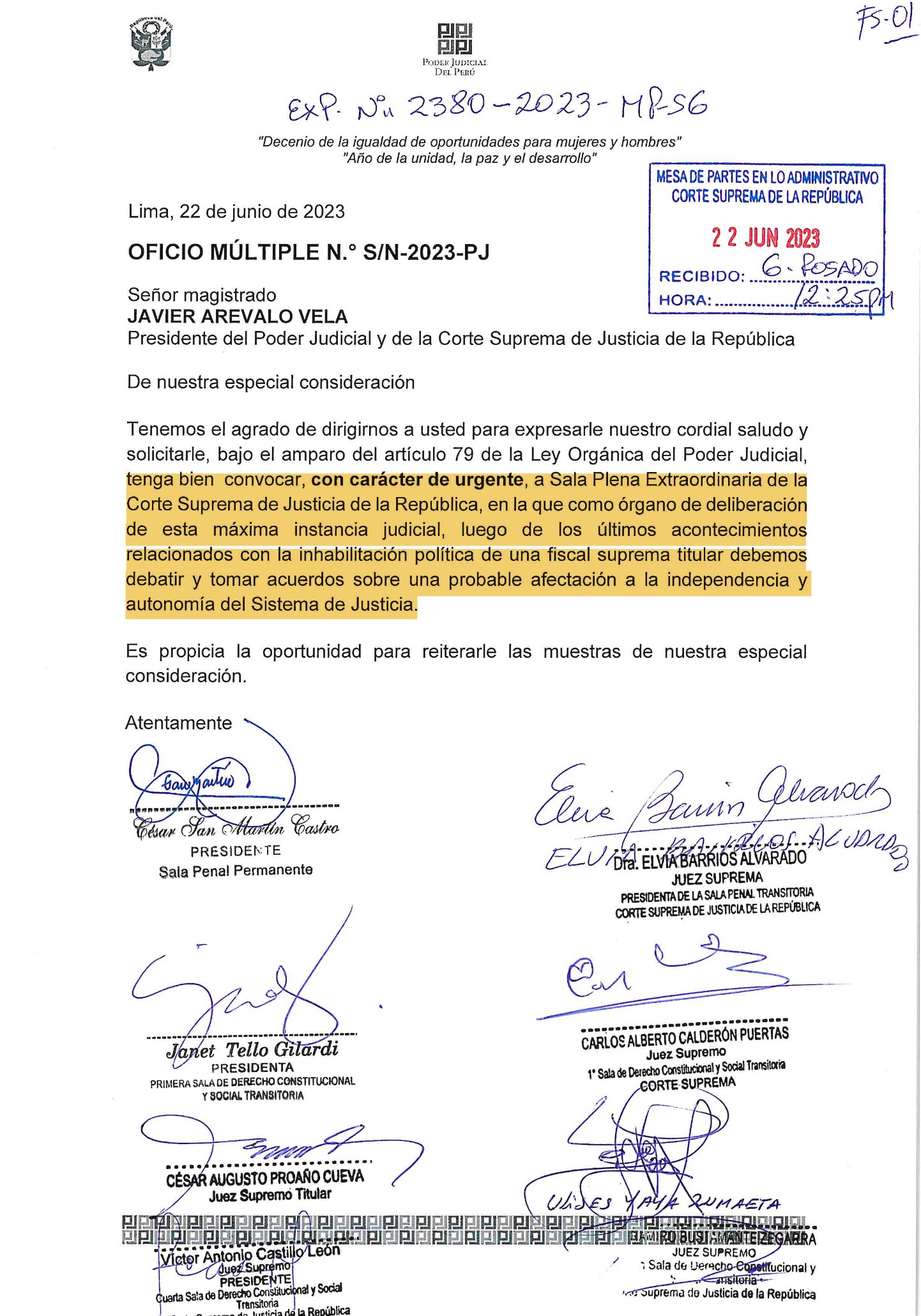 Jueces Supremos piden sala plena para analizar el caso Zoraida Ávalos