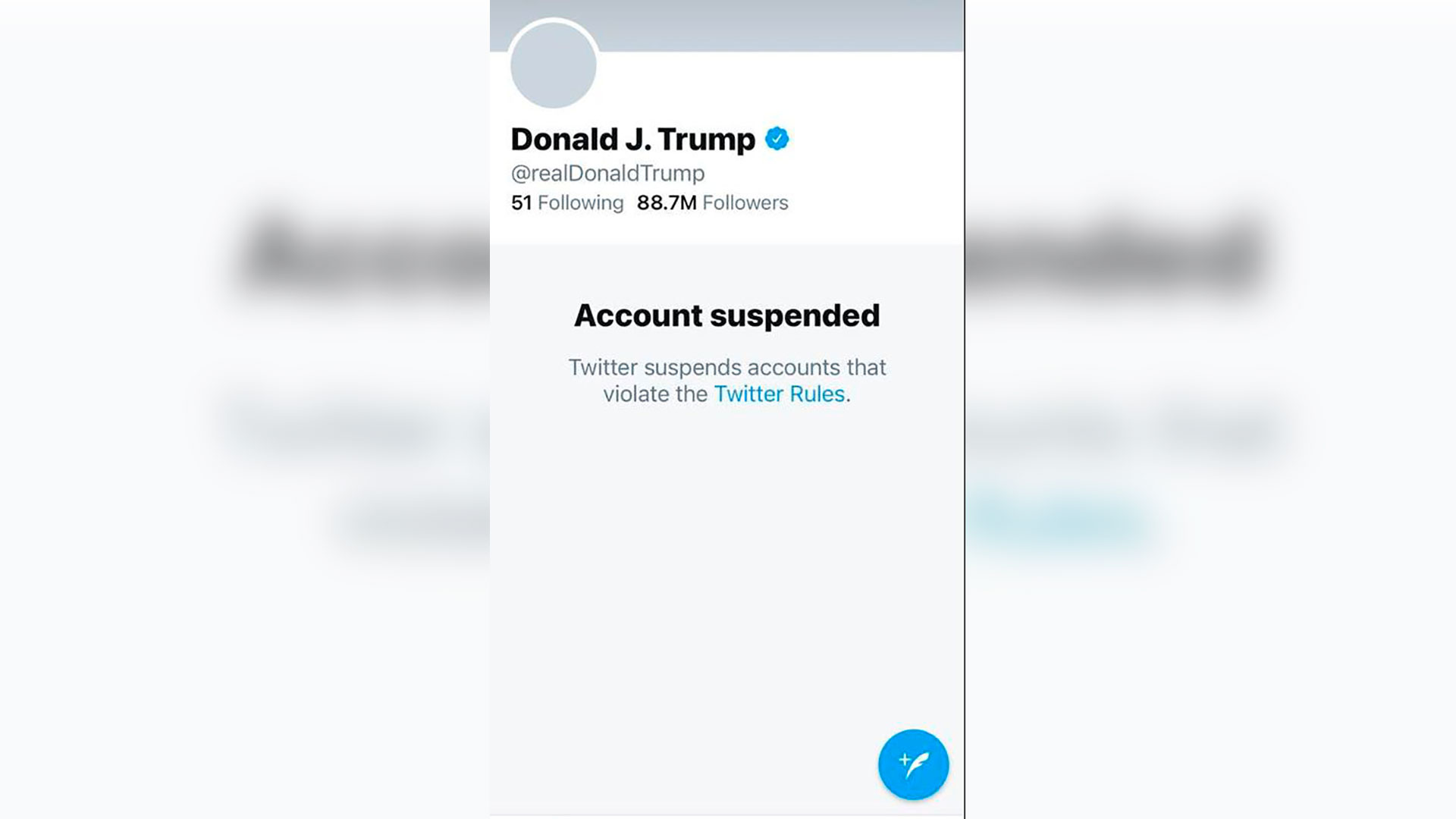 Una captura de la cuenta de Donald Trump vista desde un teléfono celular