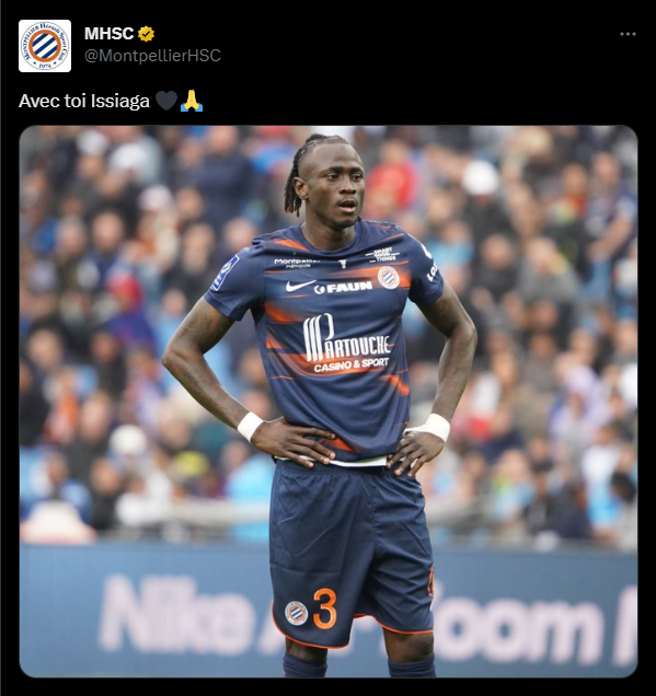 El tweet del Montpellier en apoyo a su jugador Issiaga Sylla (Foto: @MontpellierHSC)