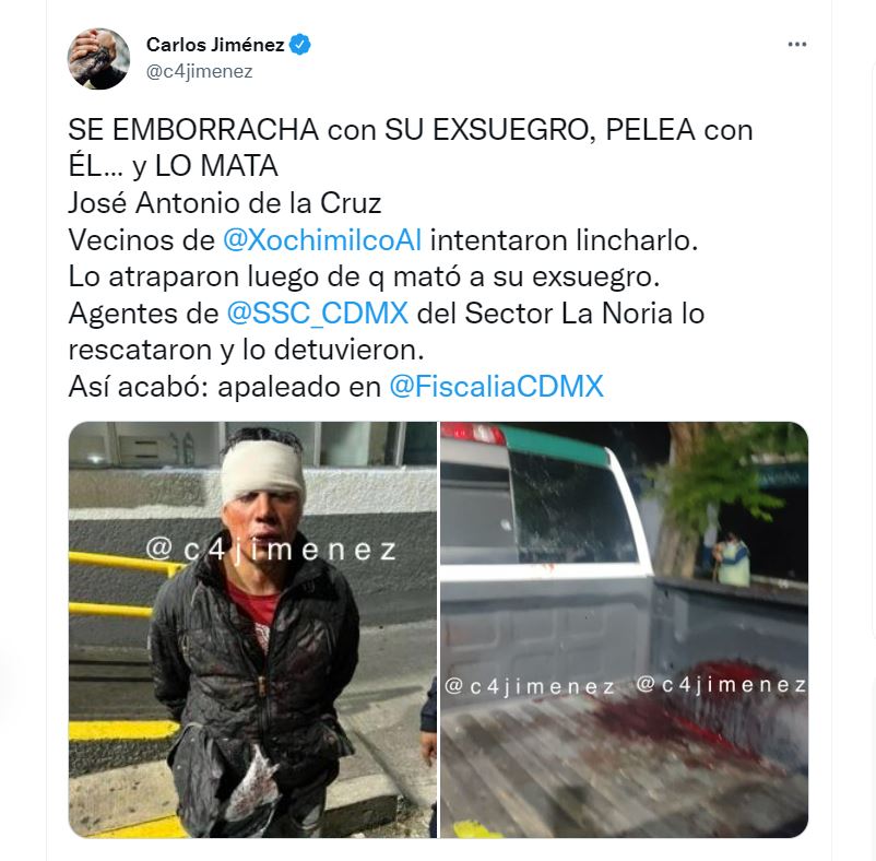 El periodista Carlos Jiménez dio parte de los hechos a través de su cuenta oficial de Twitter (Foto: Twitter / @C4jimenez)