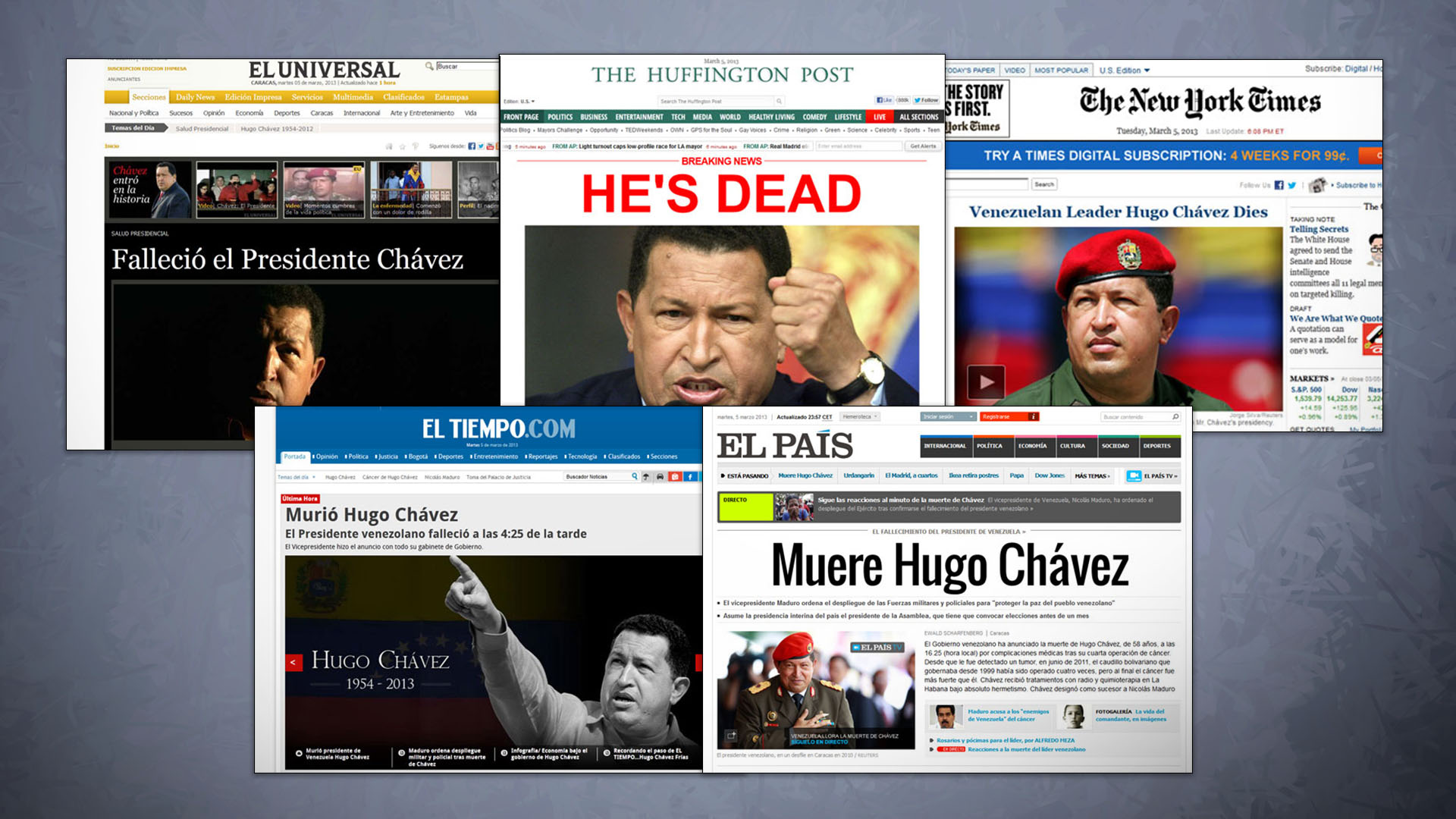 El régimen anunció la muerte de Hugo Chávez el 05 de marzo cerca de las 5:00 p.m.