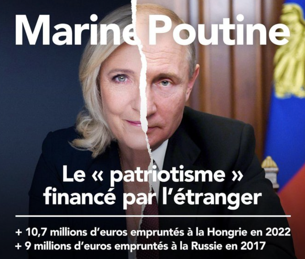 Agrupación Nacional, el partido de Marine Le Pen, ha recibido fondos de entidades rusas. La campaña de la ultraconservadora ha evitado los vínculos con Vladimir Putin, en plena invasión a Ucrania, centrándose en la caída del poder de compra de los franceses.