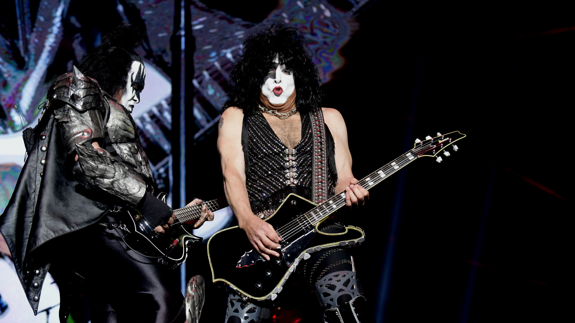 Gene Simmons and Paul Stanley, from Kiss, at the farewell to the Argentine public (Photos: Gustavo Gavotti)