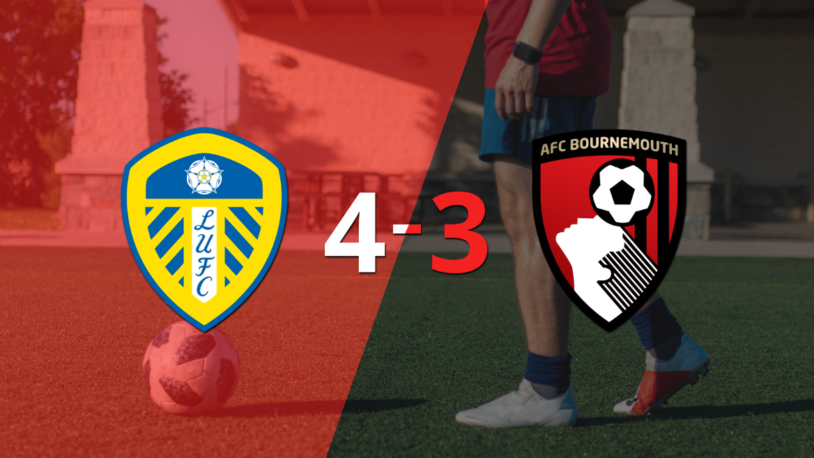 Gran triunfo de Leeds United por 4 a 3 frente a Bournemouth