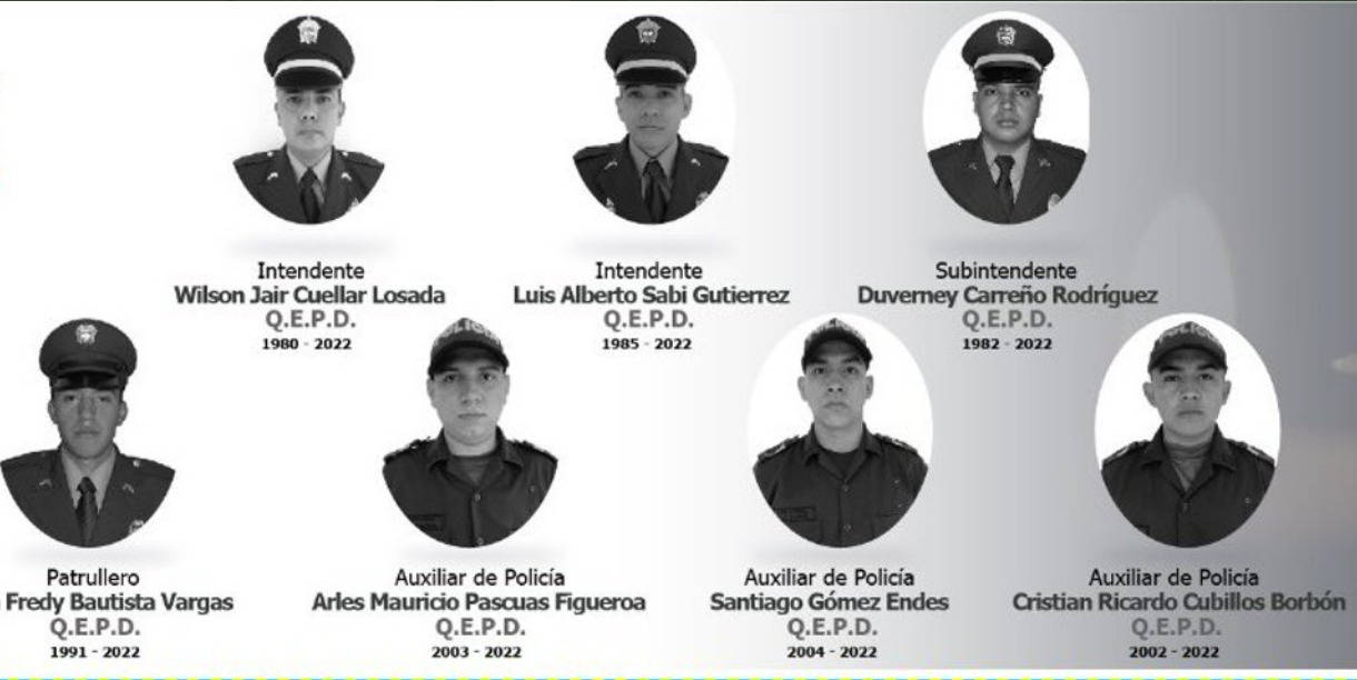 El rostro de los 7 policías asesinados en San Luis (Huila) - Infobae