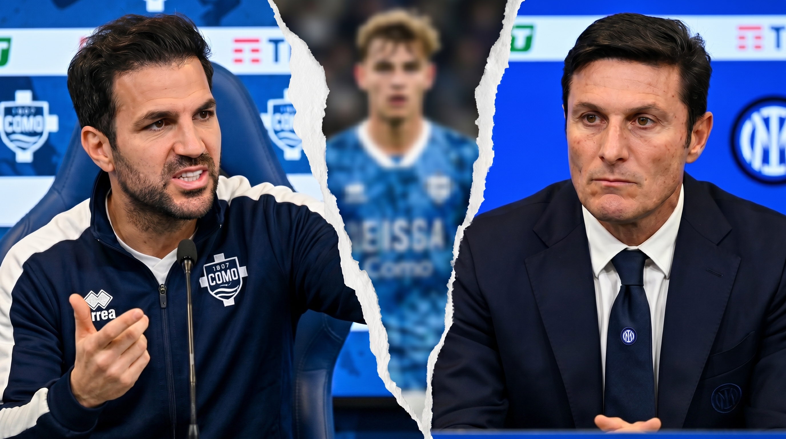 Duro cruce de Cesc F&aacute;bregas al Pupi Zanetti en medio del inter&eacute;s por Nico Paz: 