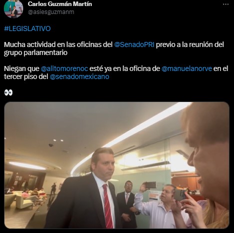Mario Zamora denied that Alito Moreno is in the Senate (Twitter/@asiesguzmann)